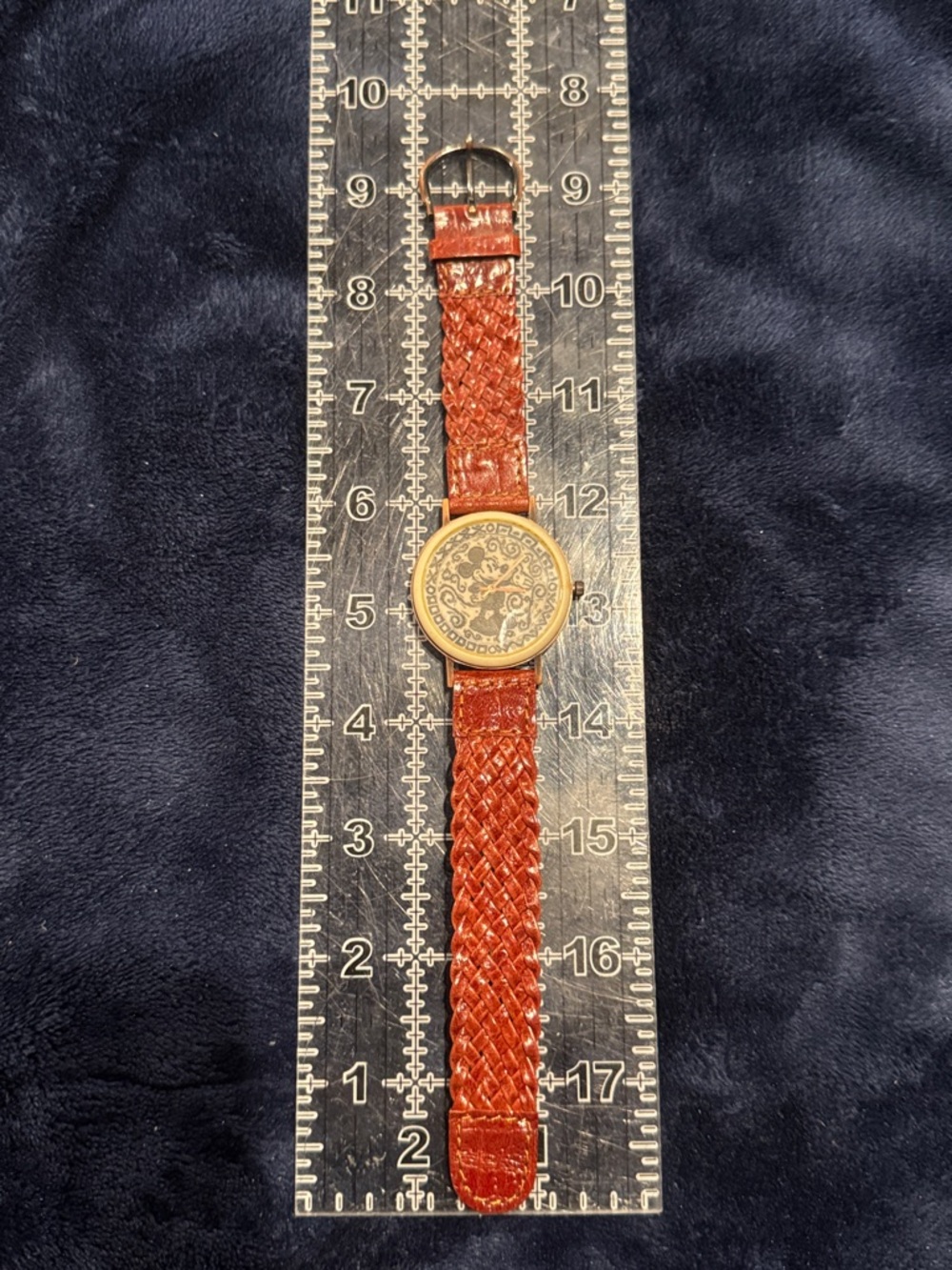 Vintage Disney Mickey Mouse Braided Leather Strap Watch - Picture 5 of 7